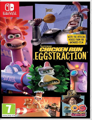 Chicken Run Eggstraction game cover for Nintendo Switch with characters and branding.